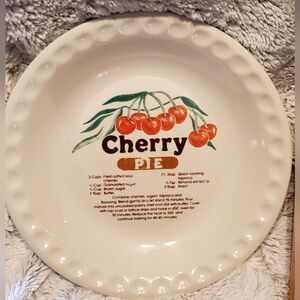 Vintage 80's Cherry Pie Recipe Plate Dish 10" American International Cottagecore